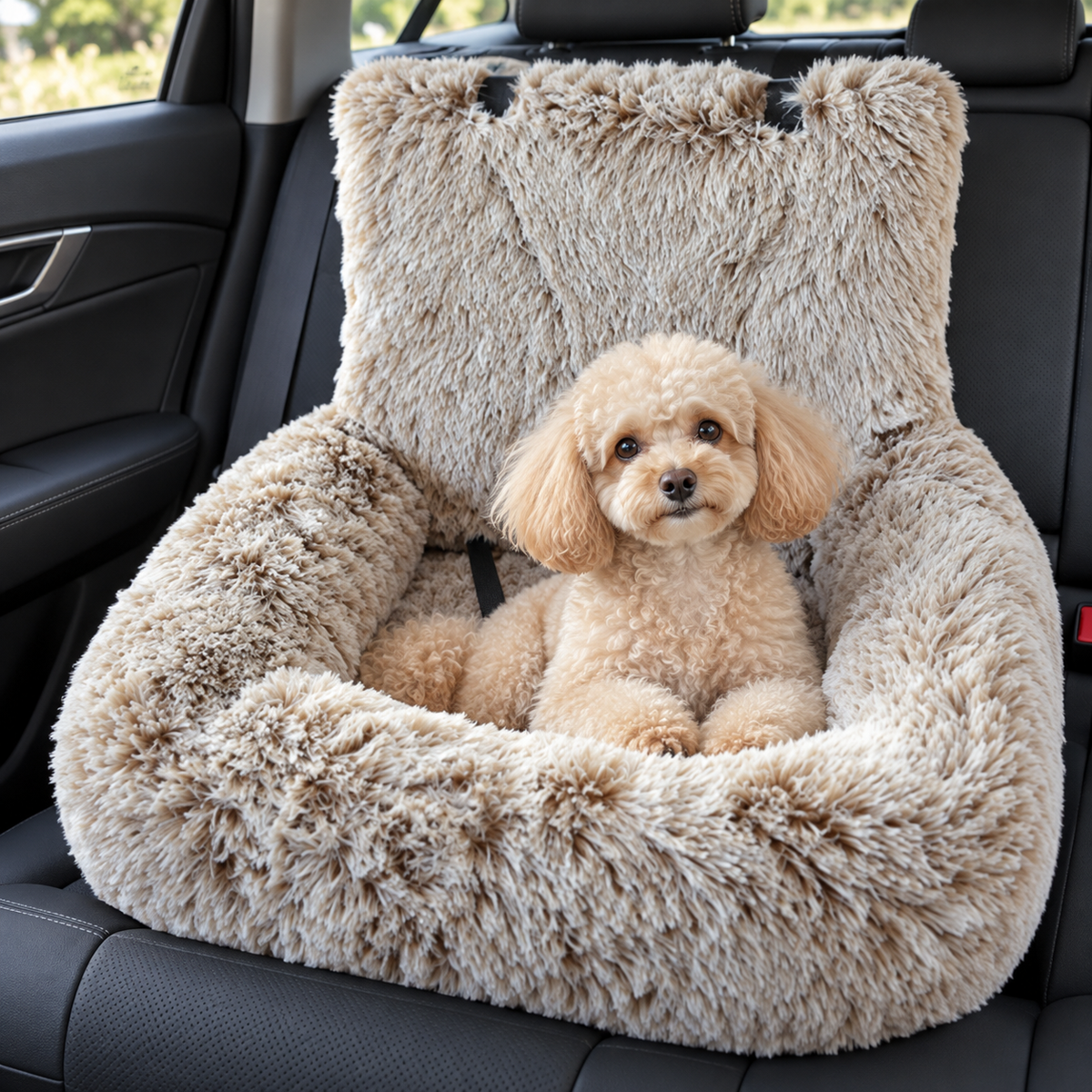 犬用ドライブベッド ライトグレージュ 犬の使用イメージ